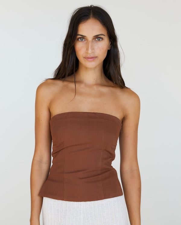 Yerse Strapless Top in Chocolate