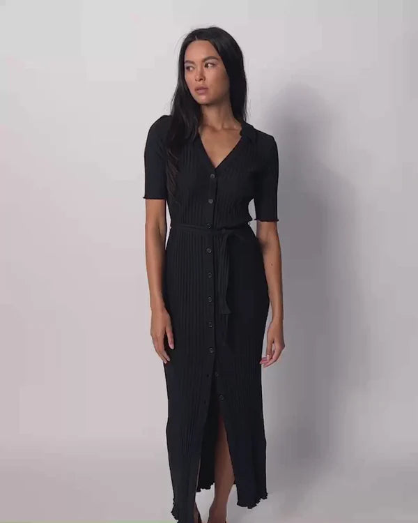 Nation LTD Enise Button Up Maxi in Jet Black