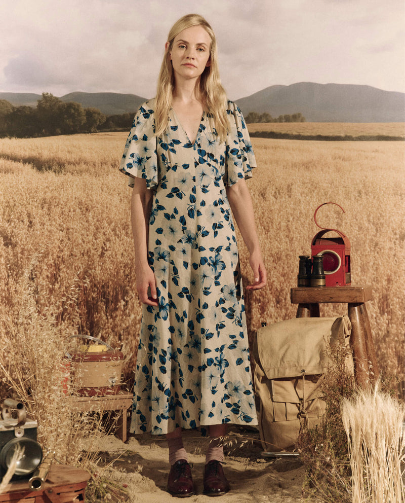 The Great The Crescent Dress in Deep Meadow Floral