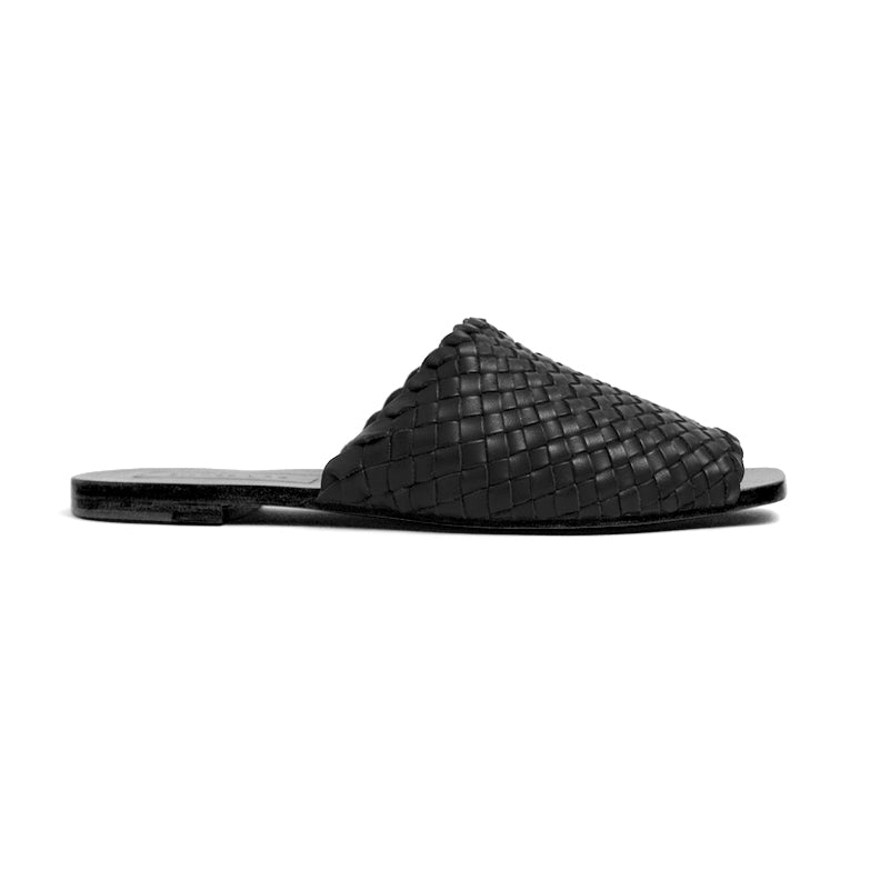 Either Or Woven Miel Mule in Black