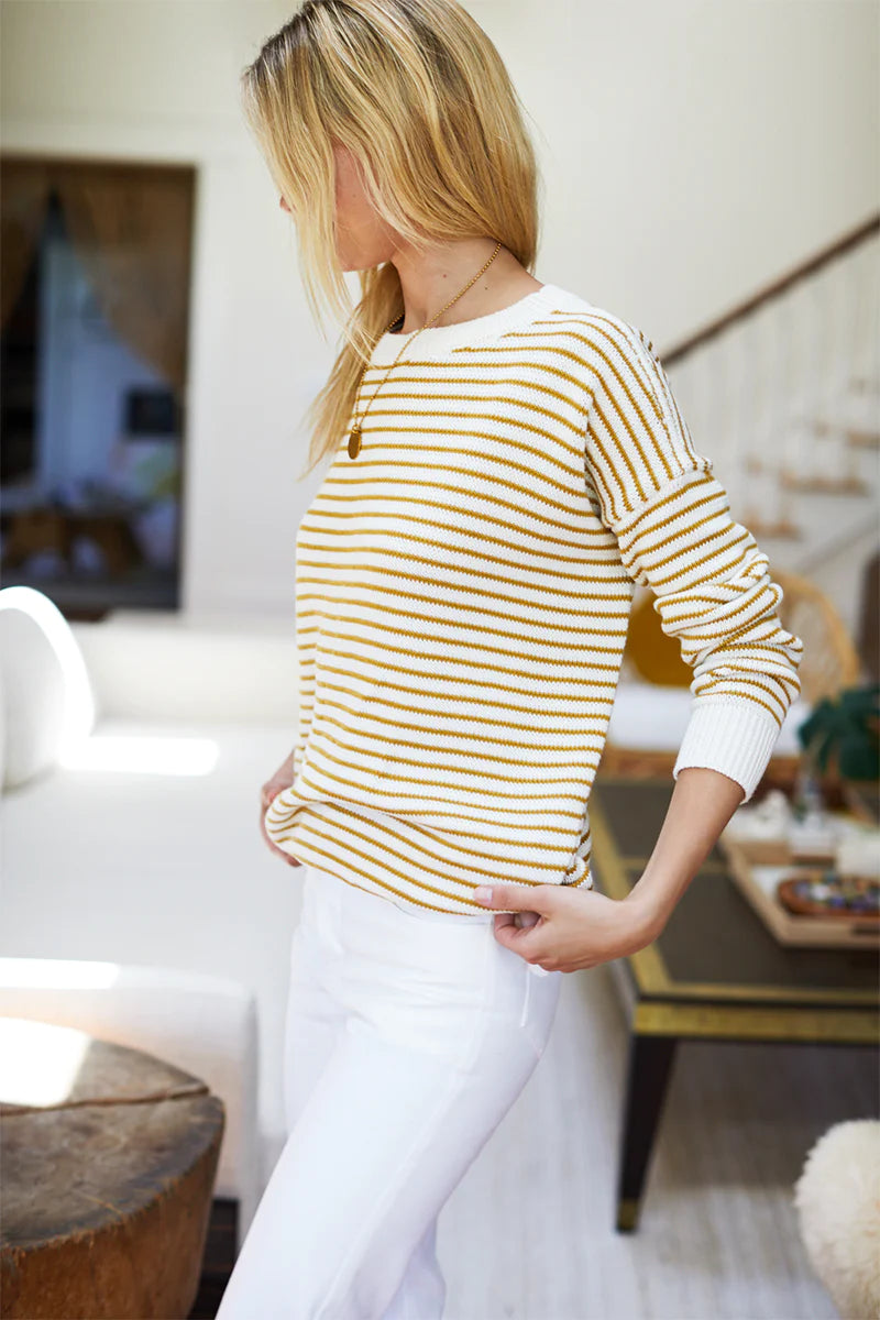 Emerson Fry Carolyn Sweater in Marigold Stripe Organic