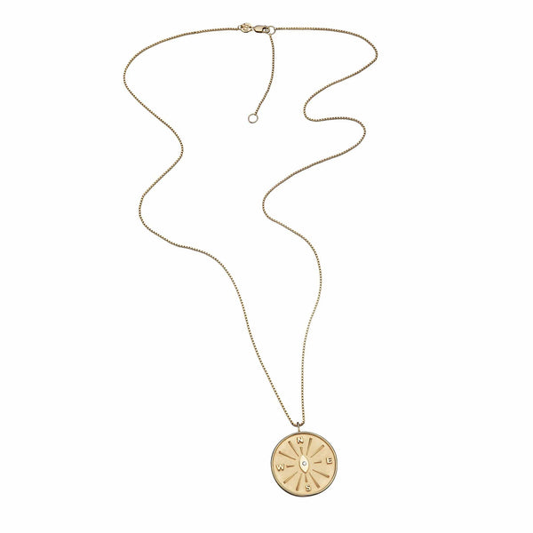 Jennifer Zeuner Compass Pendant Gold Necklace