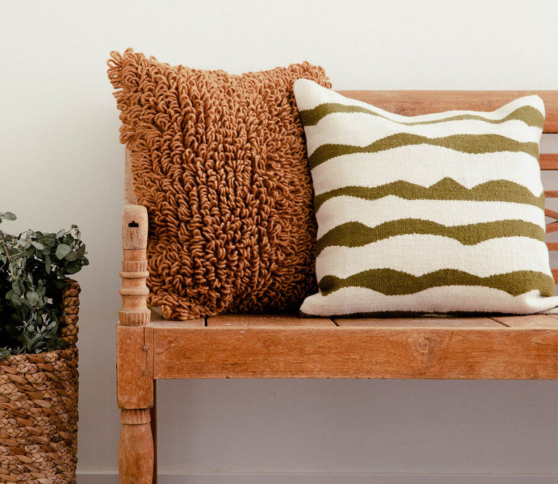 Paso Throw Pillow in Natural/Moss