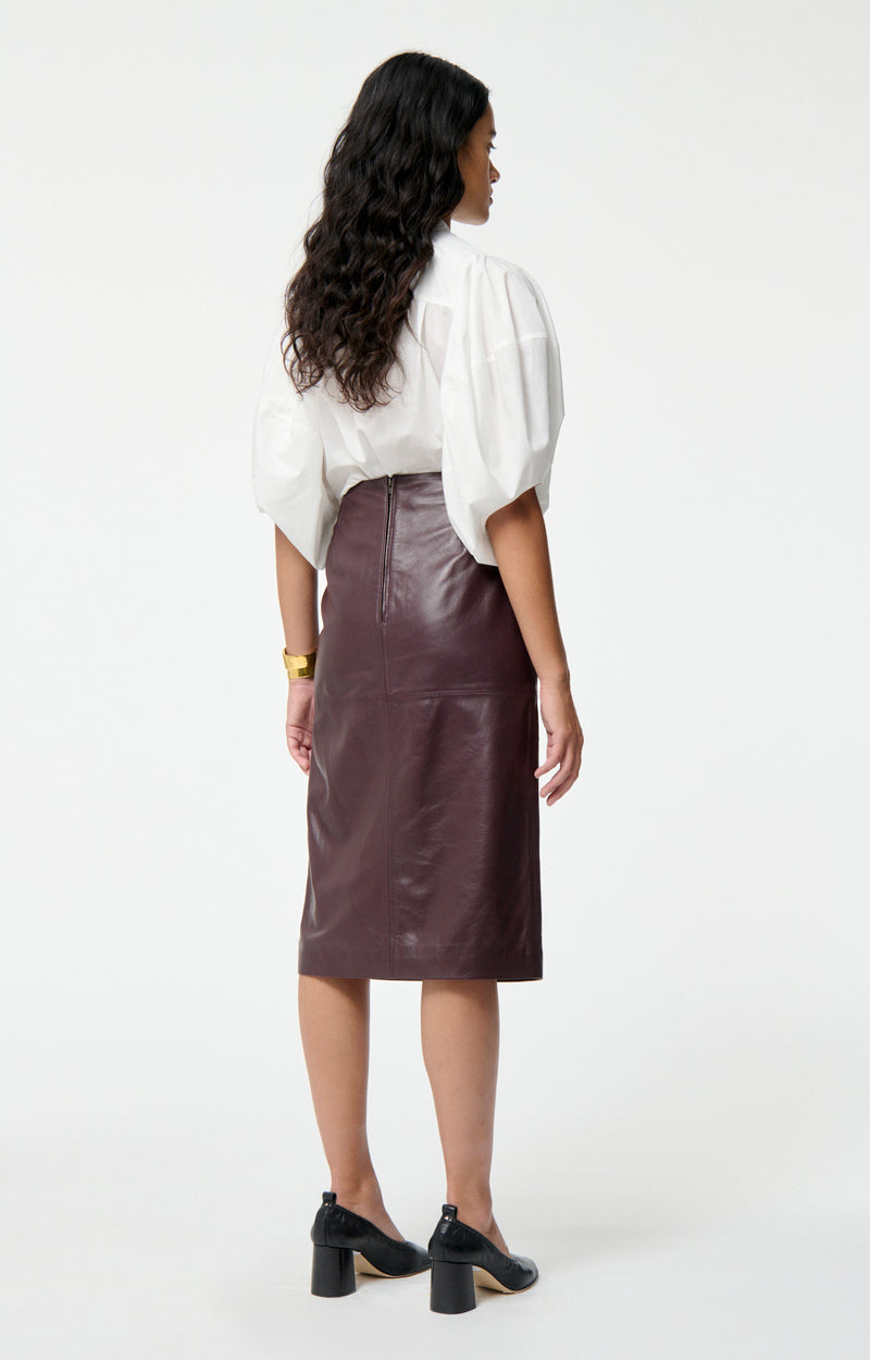 Vanessa Bruno Felindra Leather Skirt Burgundy