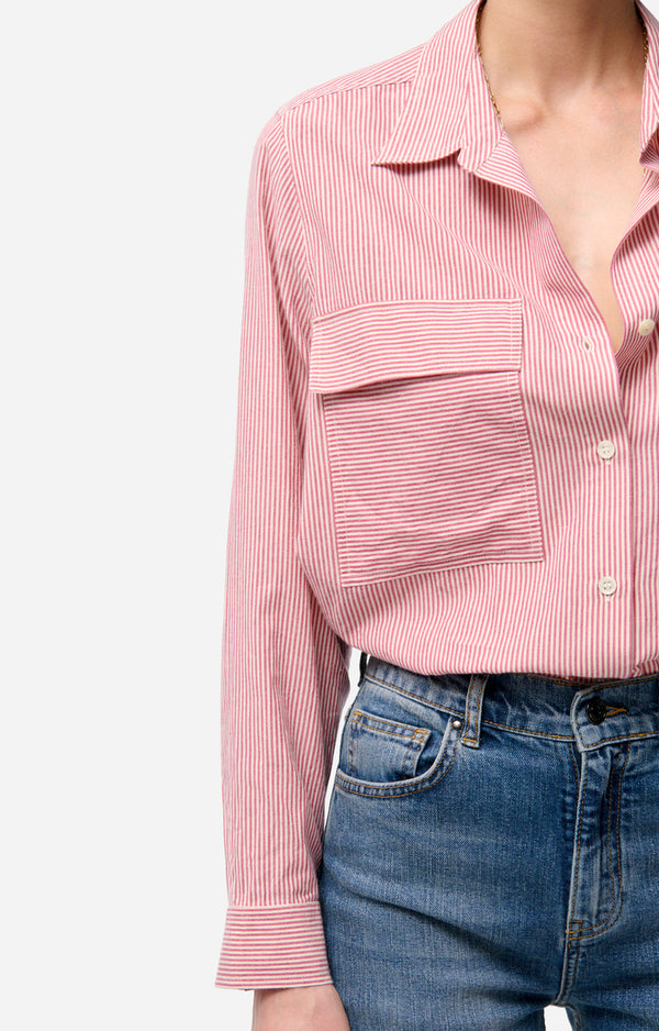 Vanessa Bruno Dim Buttondown Shirt Garnet Stripe
