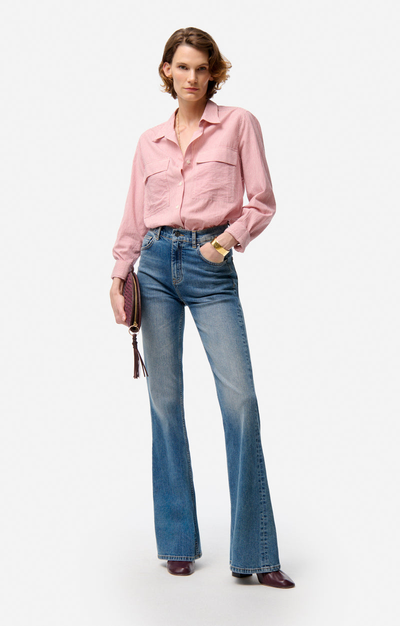 Vanessa Bruno Dim Buttondown Shirt Garnet Stripe
