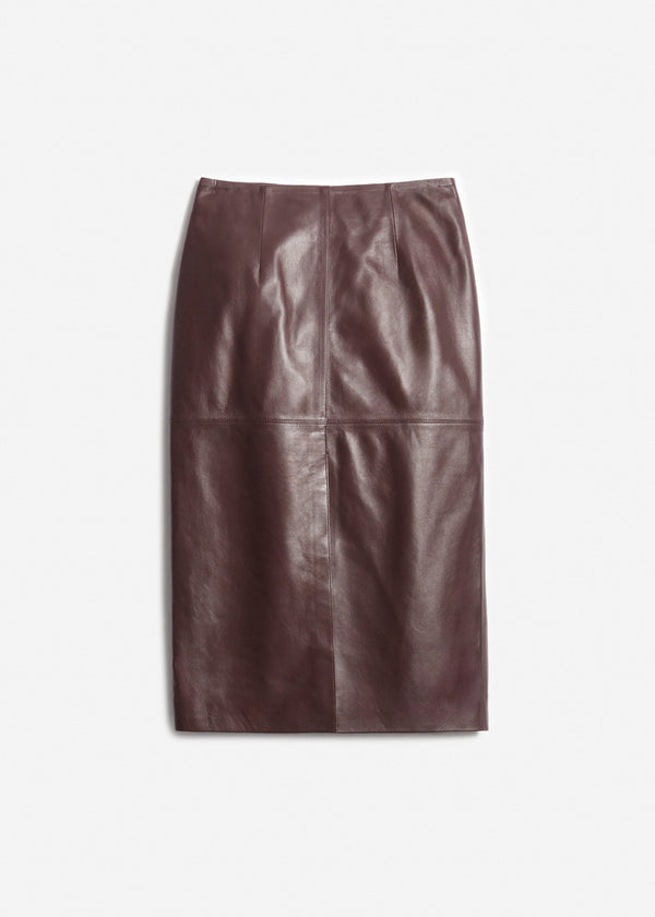 Vanessa Bruno Felindra Leather Skirt Burgundy