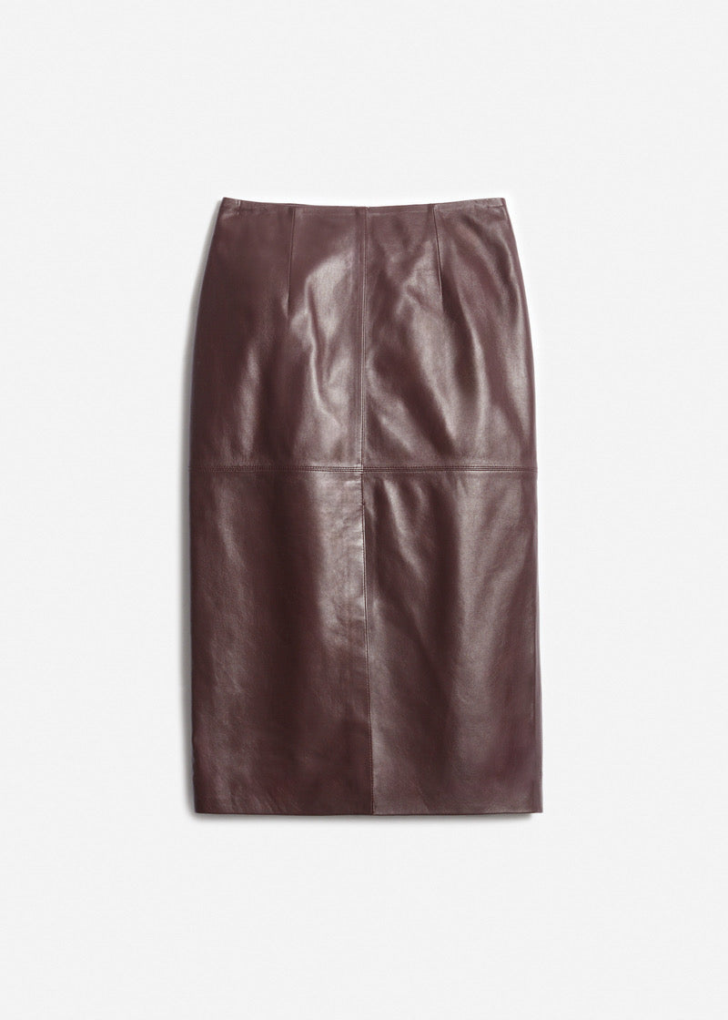 Vanessa Bruno Felindra Leather Skirt Burgundy