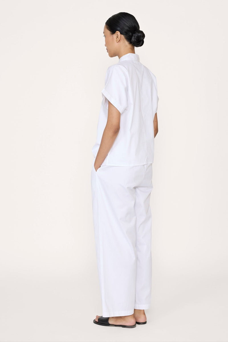 Relaxed Short Sleeve Button Down in White - LTL