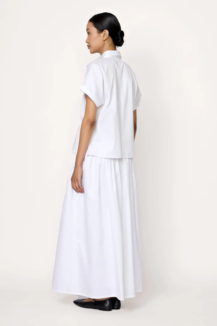 Relaxed Short Sleeve Button Down in White - LTL