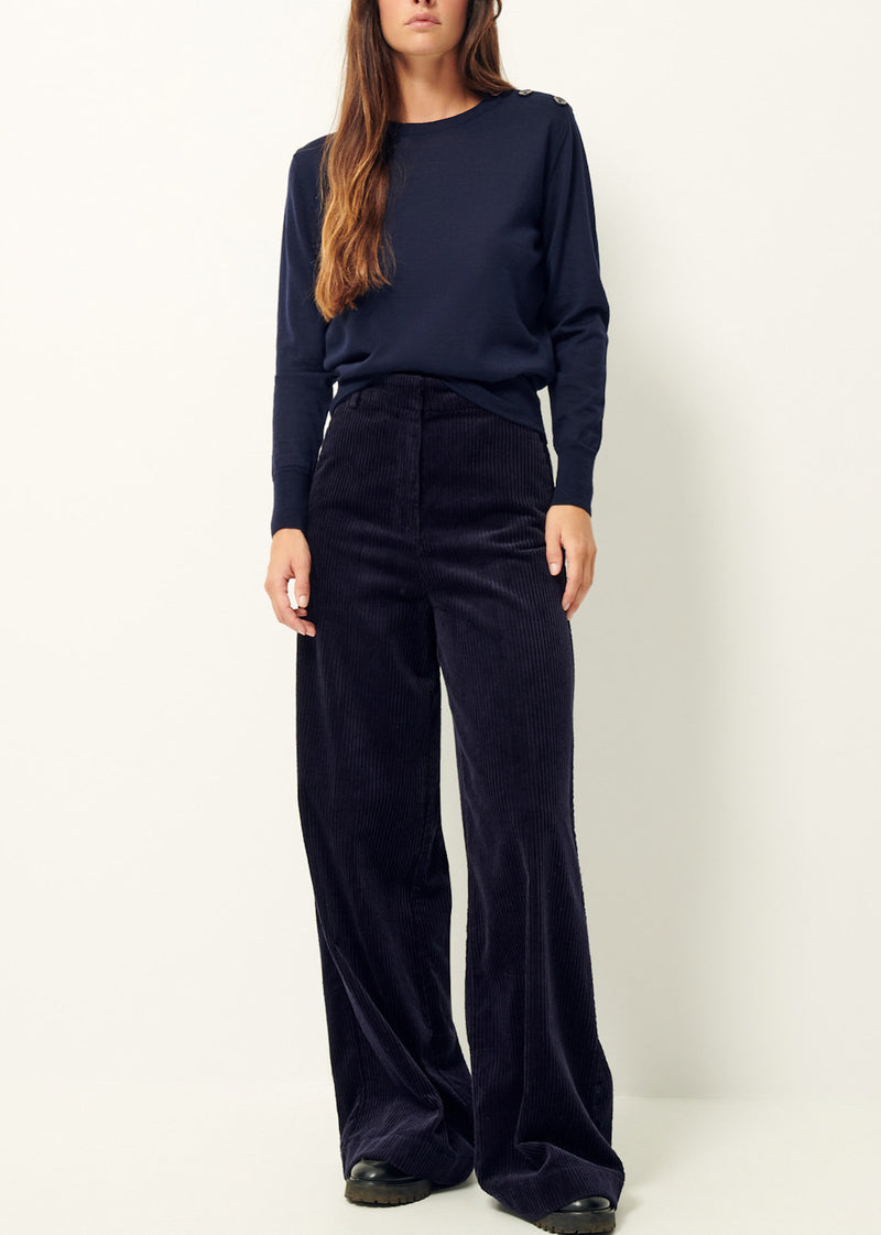 Sessun Corduroy Wide Leg Pants in Navy