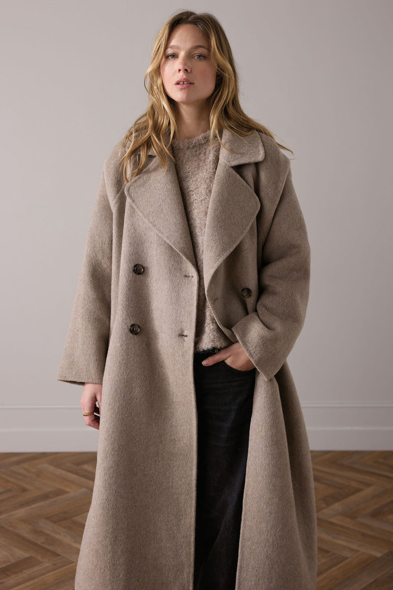 Summum Wool Coat in Taupe