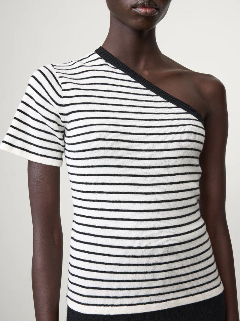 Lisa Yang Mirana Stripe Top in Salt/ Noir