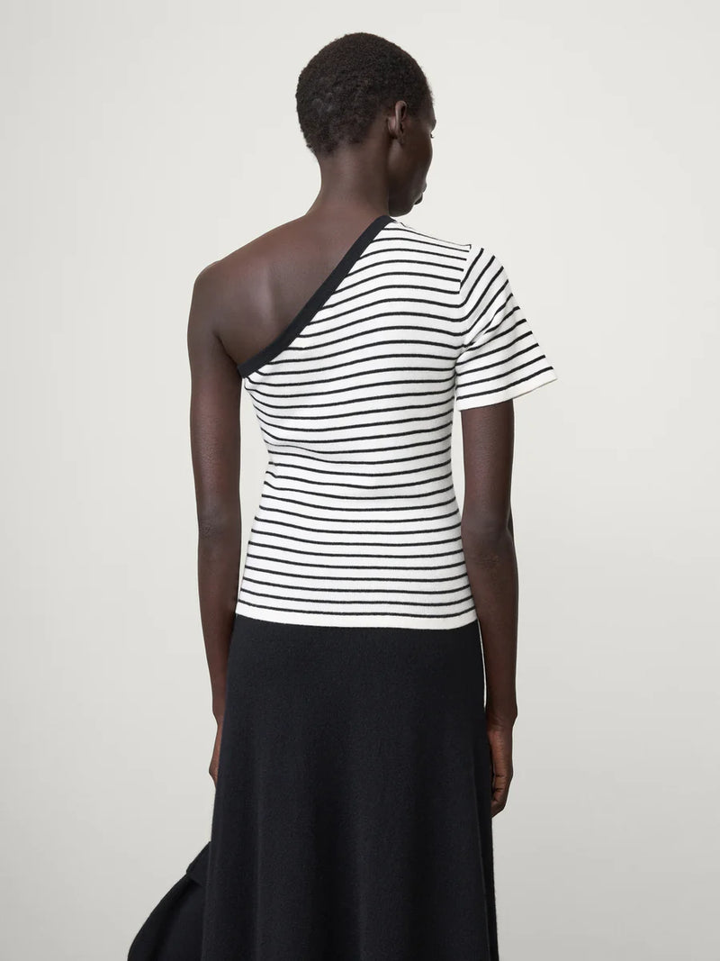 Lisa Yang Mirana Stripe Top in Salt/ Noir