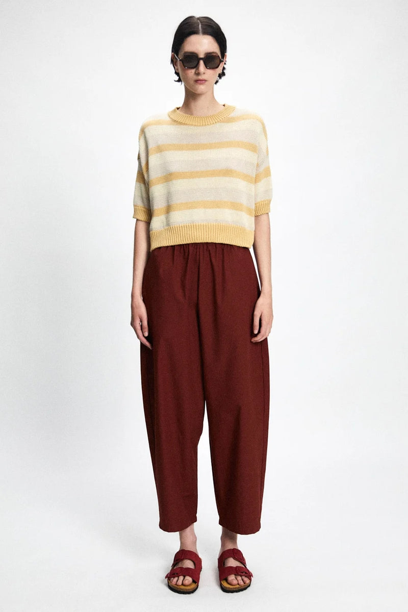 Rita Row Pattie Knit Crop Sweater in Beige Stripes