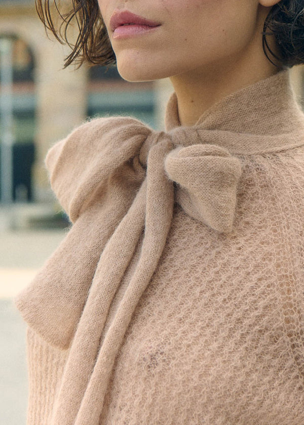 Sita Murt Taupe Knit Sweater with Tie
