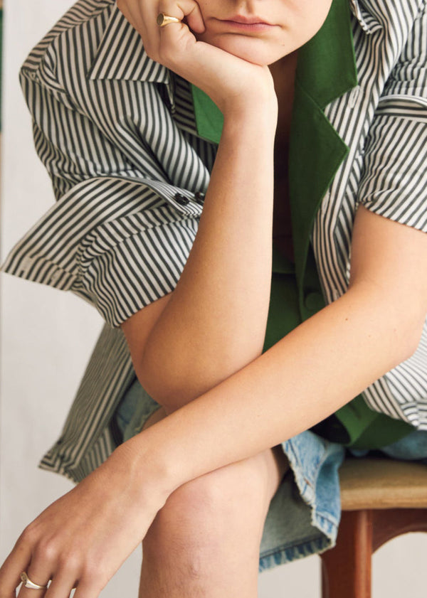 The New Oxford in Black Stripe Cotton - Naomi Nomi