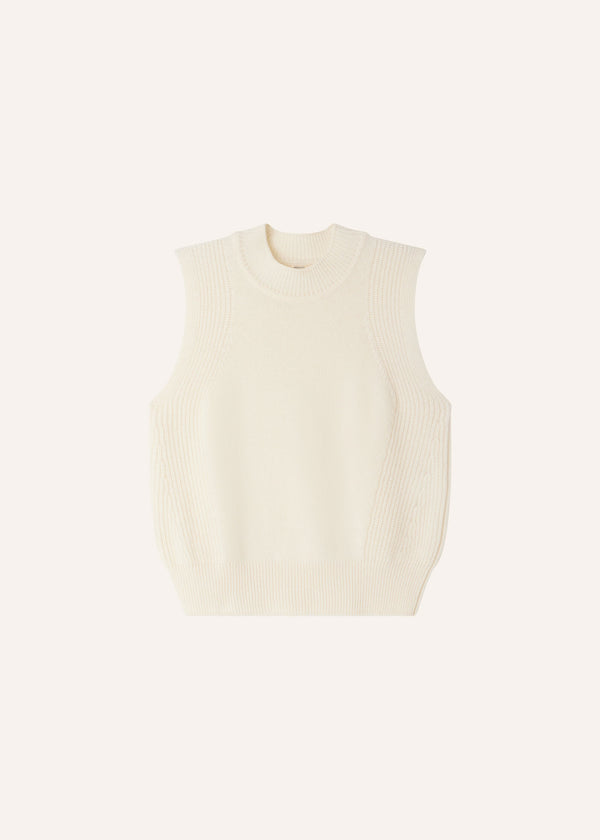 Sessun Baynino Knit Sleeveless Sweater Vest in Fleur De Sel