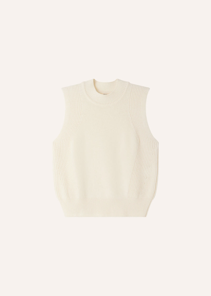 Sessun Baynino Knit Sleeveless Sweater Vest in Fleur De Sel