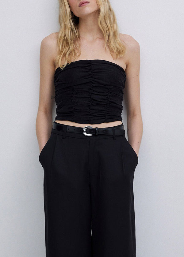 Draped Black Camisole Top - Yerse