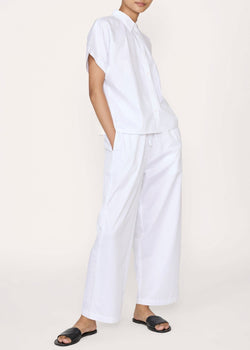 Relaxed Short Sleeve Button Down in White - LTL