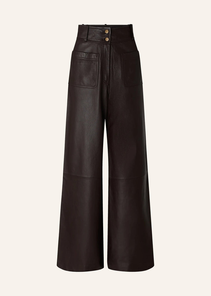 Sessun Manha Leather Pants in Coffee Lea