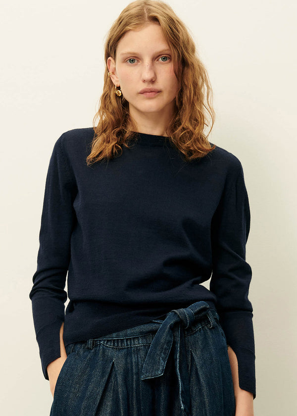 Sessun Teshima Knit Sweater in Navy