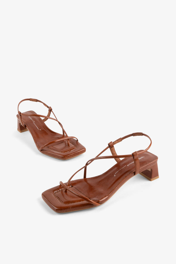 Intentionally Blank Anca Sandal Patent Leather Heel Chestnut