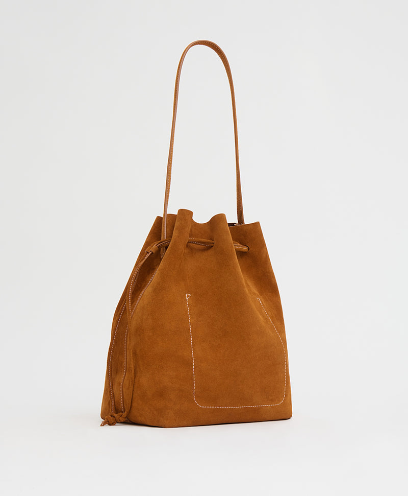 Mansur Gavriel Drawstring Cabas Bag in Saddle Suede