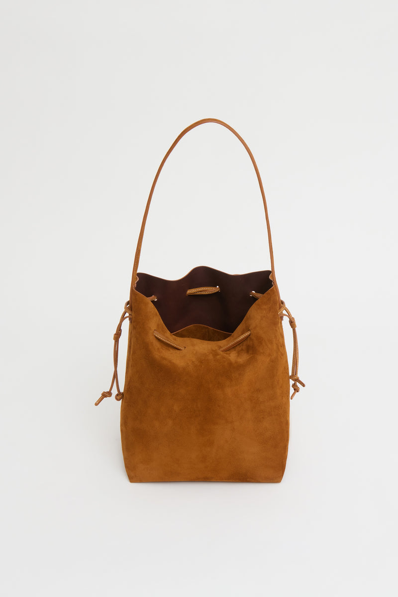 Mansur Gavriel Drawstring Cabas Bag in Saddle Suede
