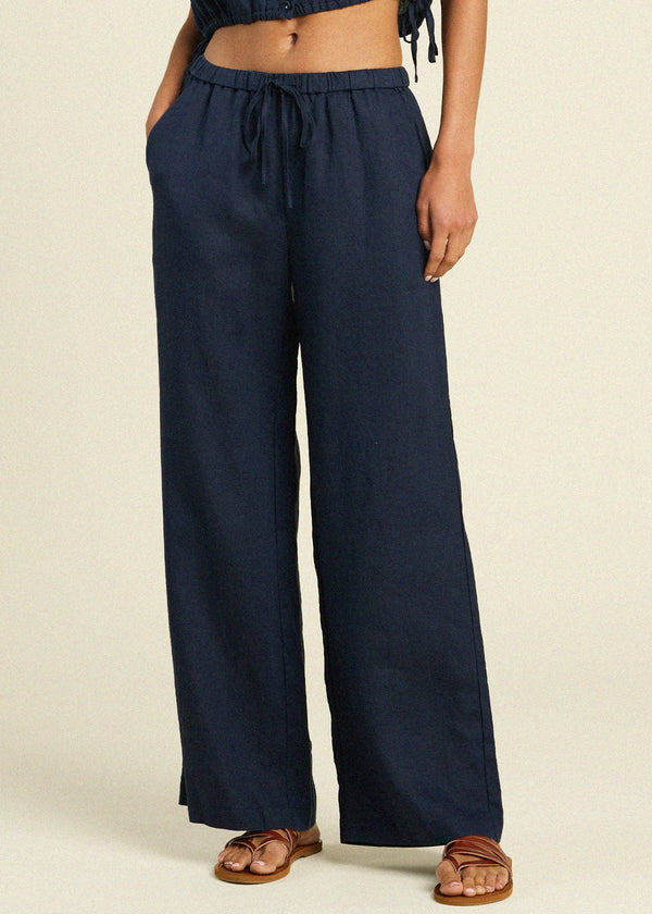 Trovata Vera Pants in Navy Linen