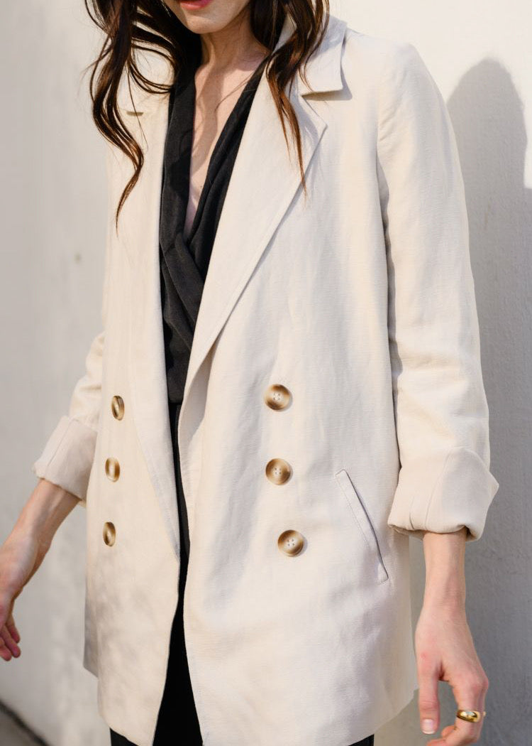 Natalie Busby Relaxed Blazer in Lyocell Linen Stone