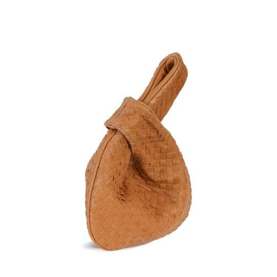 Milaner Rebecca Mini Woven Bag in Caramel