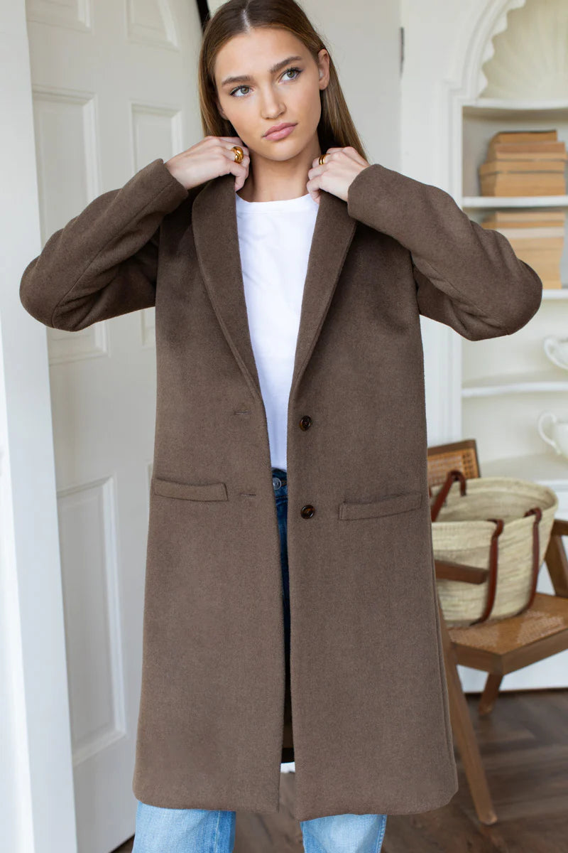 Emerson Fry Tailored Coat in Wool Umber