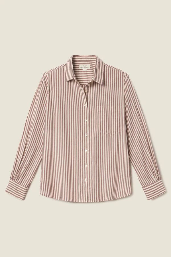 Trovata Blake Oversized Shirt in Burgundy Stripe