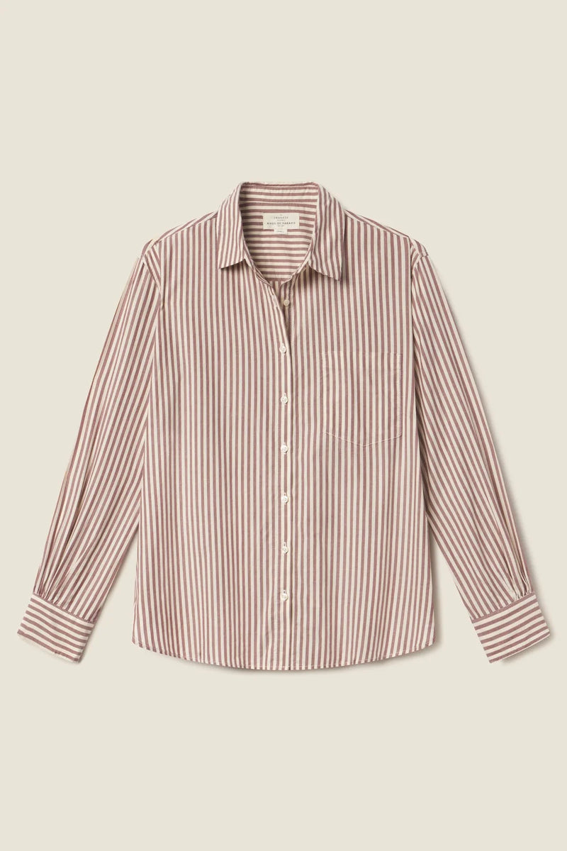 Trovata Blake Oversized Shirt in Burgundy Stripe