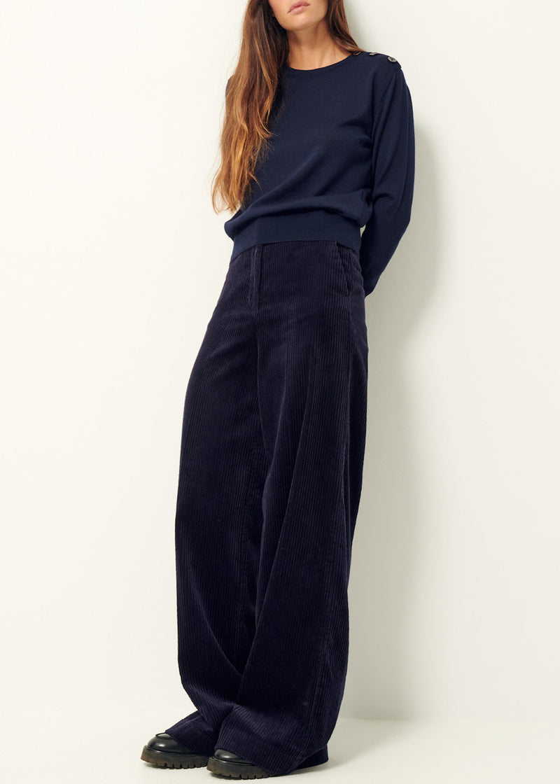 Sessun Corduroy Wide Leg Pants in Navy
