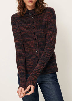 Sessun Mokashi High-neck Cardigan in Navybrown