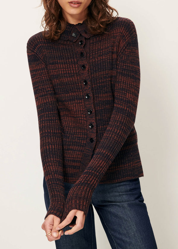 Sessun Mokashi High-neck Cardigan in Navybrown