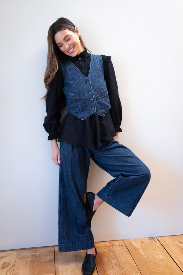 The Sloane Trouser Indigo Denim Organic - Maria Stanley