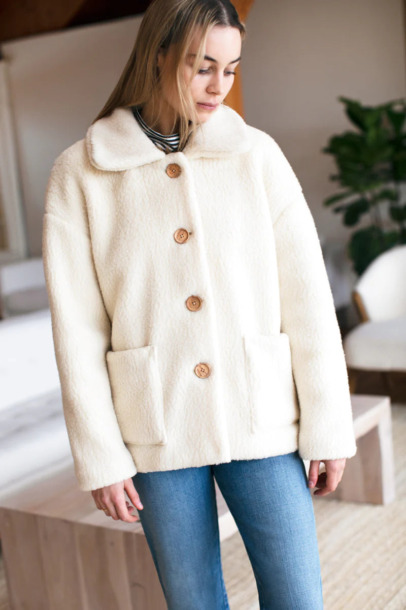 Emerson Fry Shorty Teddy Coat in Ivory
