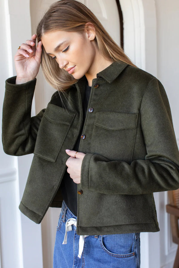 Emerson Fry Atelier Pocket Jacket in Army Green Wool
