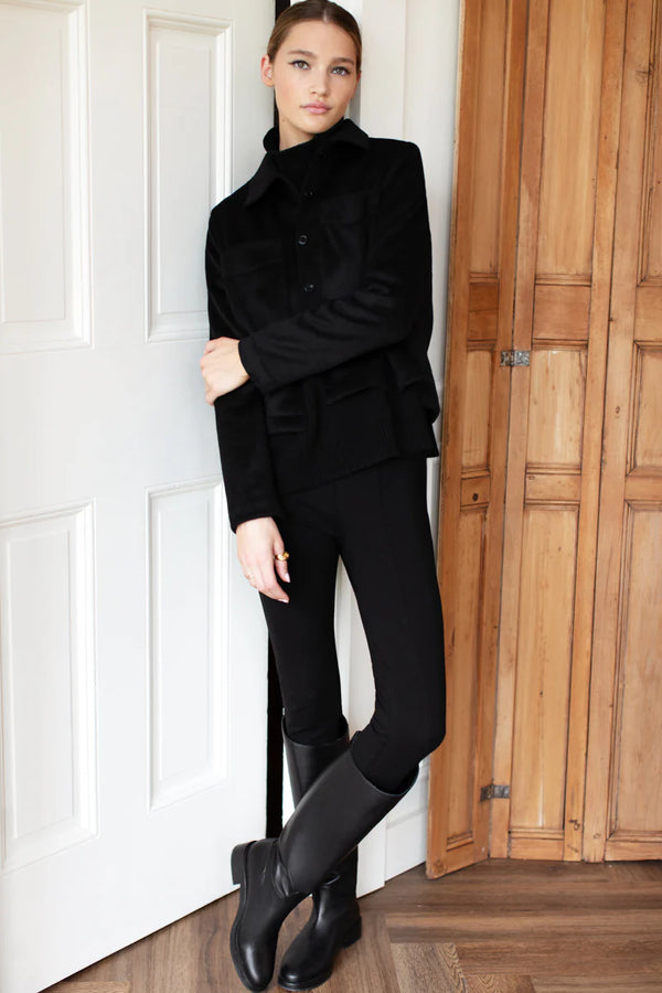 Emerson Fry Zip Layering Pant in Black Ponte