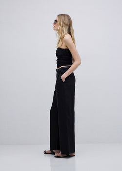 Draped Black Camisole Top - Yerse