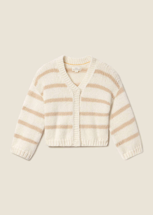 Trovata Arlowe Cardigan in Antique White Stripe