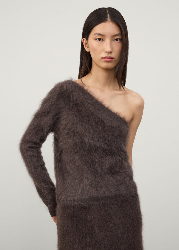 Lisa Yang Dae One Shoulder Cashmere Top in Brushed Wood