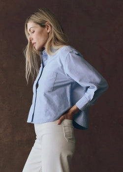 The Great Oxford Cropped Shirt - Blue and White