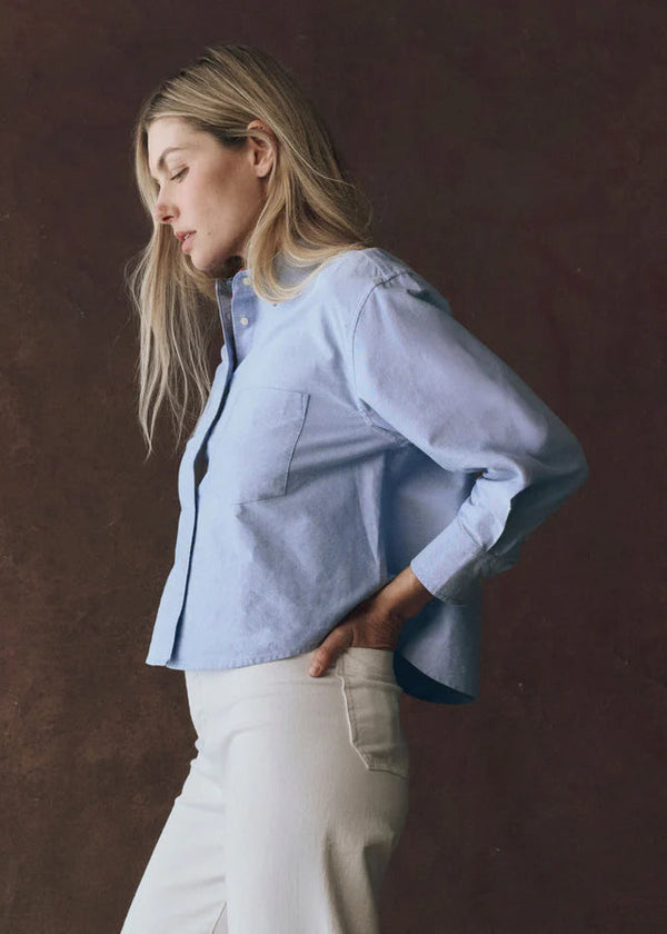 The Great Oxford Cropped Shirt - Blue and White