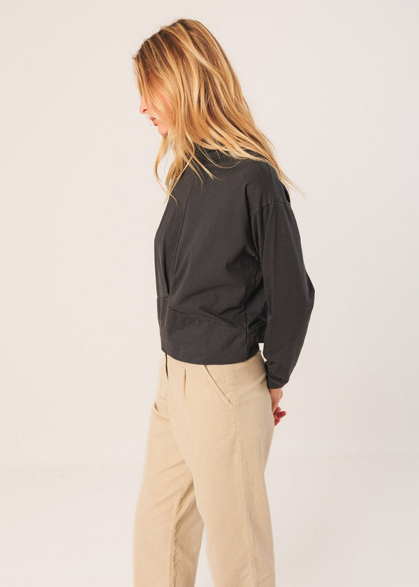 Indi & Cold Ribbed Collar Shirt in Anthracite