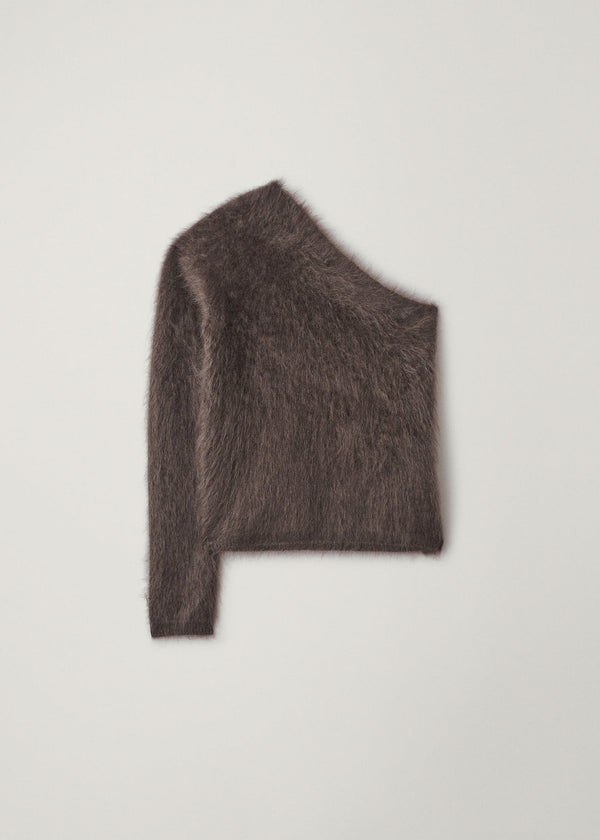 Lisa Yang Dae One Shoulder Cashmere Top in Brushed Wood